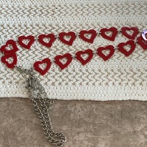 Vintage Red Heart Link chained belt LG  - melamac Acryllic and stainless 34”-42”